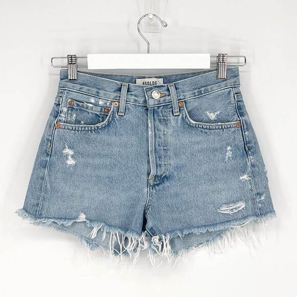 AGOLDE Parker Denim Shorts Women’s Size 22 Swapmeet Distressed - Picture 2 of 5